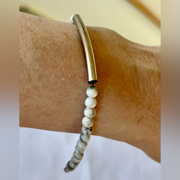 Gemstone silver tone bar bracelet size 7 jewelry - Picture 11 of 16